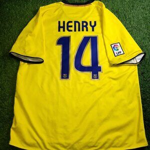 Henry Barcelona TREBLE SEASON 2008 2009 Away Soccer Jersey Shirt XL